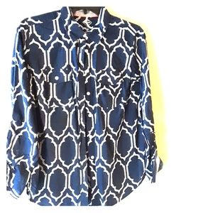 Petite navy blue button-down shirt